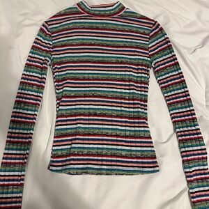 Forever 21 Multicolor Striped Long Sleeve Top